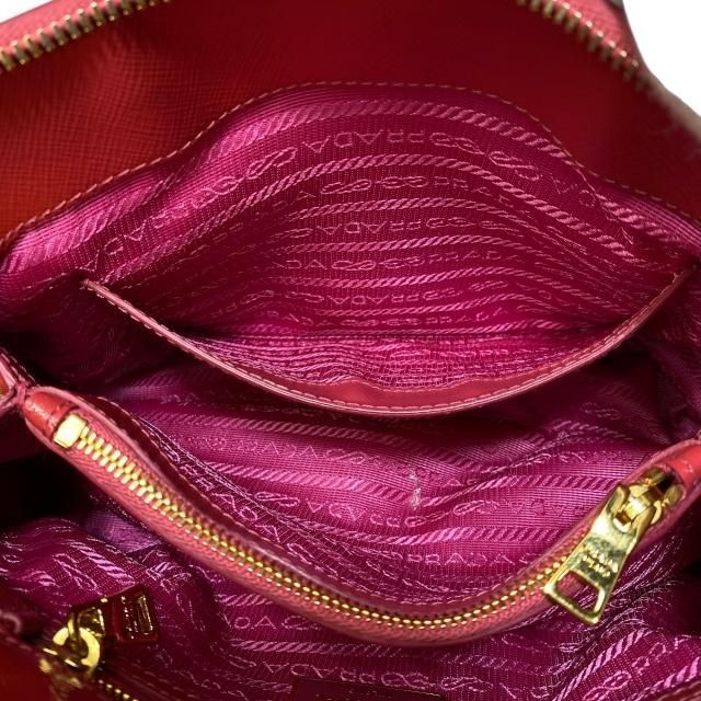 Prada Bl0838 Handbag Triangle Logo Enamel Patent Leather Scarlatto Red