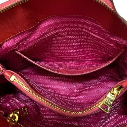 Prada Bl0838 Handbag Triangle Logo Enamel Patent Leather Scarlatto Red