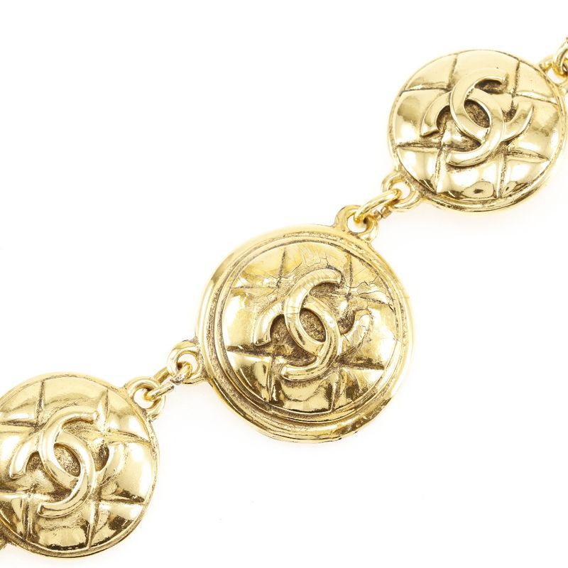 Chanel Coco Mark Matelasse Vintage Gold Plated Ladies 100g Necklace