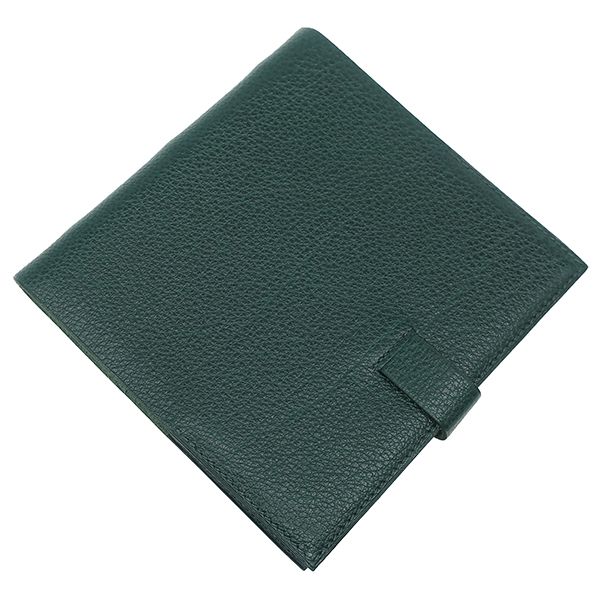 Hermes Accessories CD Case Leather Greenish Silver Hardware Green Book Type