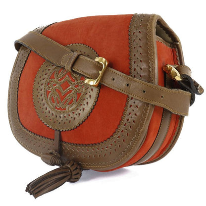 Loewe Seville Collection Anagram Suede And Leather Orange Ladies Shoulder Bag