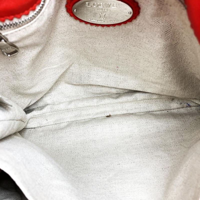 Loewe 261403 Shoulder Bag Red Leather Anagram Flamenco Fringe Ladies Brand Name