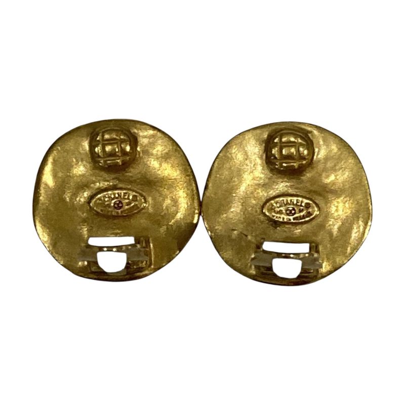 Chanel ⑤ 96P Coco Mark Circle Earrings Ladies Gold
