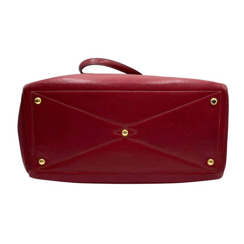 Hermes Boston Bag Leather Victoria Bow Ring Bag Rouge Red