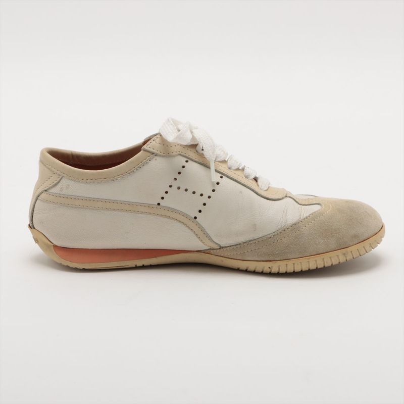 Hermes Leather Sneakers Women's 35 White And Beige Made In Italy