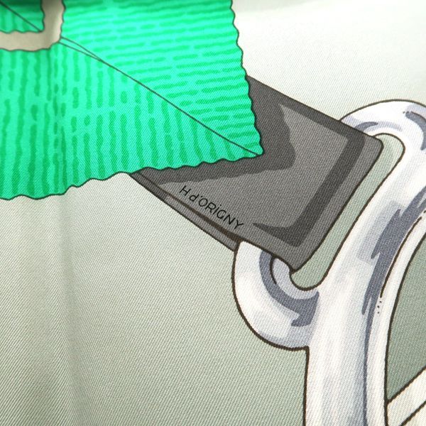 Hermes Carre 90 Grand Manege Great Training Gray Scarf 003256s Silk Hermes
