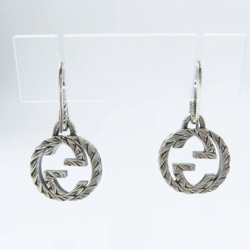 Gucci Interlocking G Arabesque Binaural Earrings Accessory Sv925 Silver With