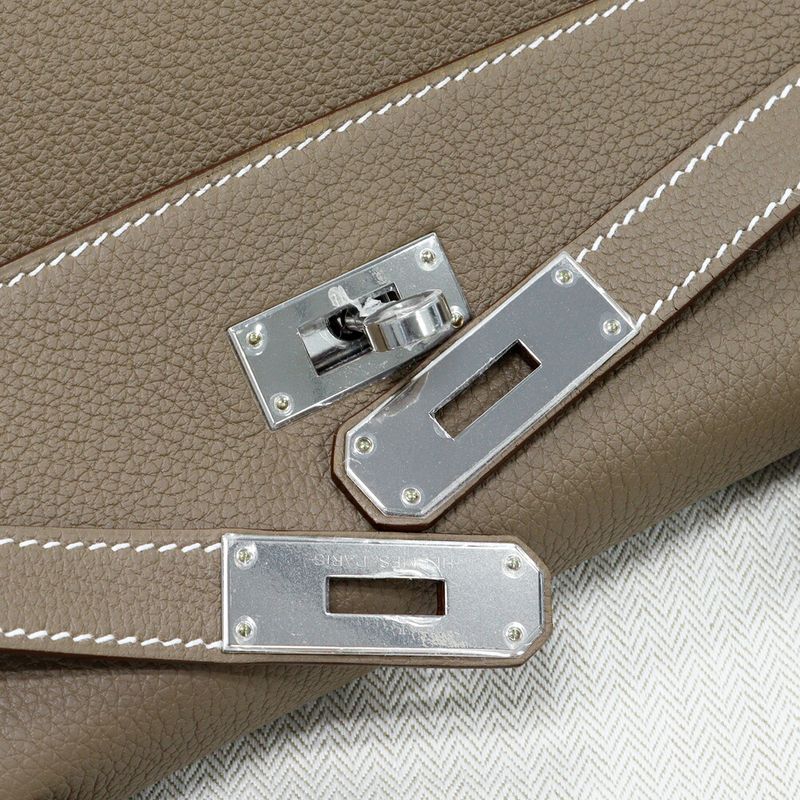 Hermes Handbag Shoulder Bag Kelly 28 Togo Etoupe Silver Hardware