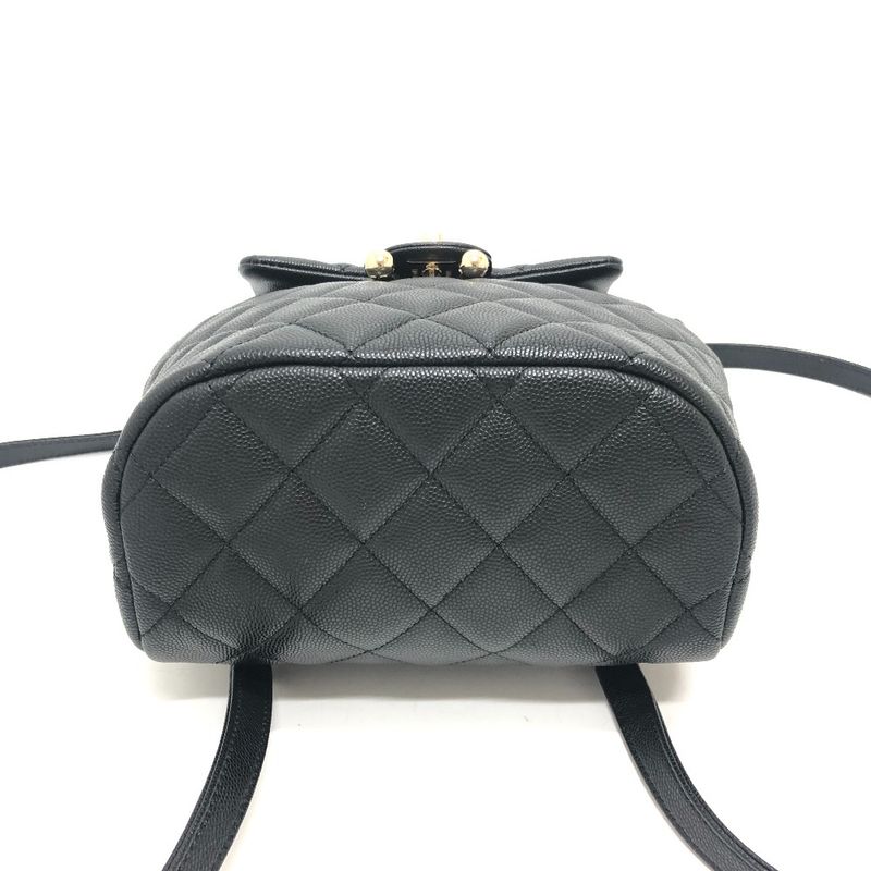 Chanel Backpack Sac Coco Mark As4058 Caviar Skin Black