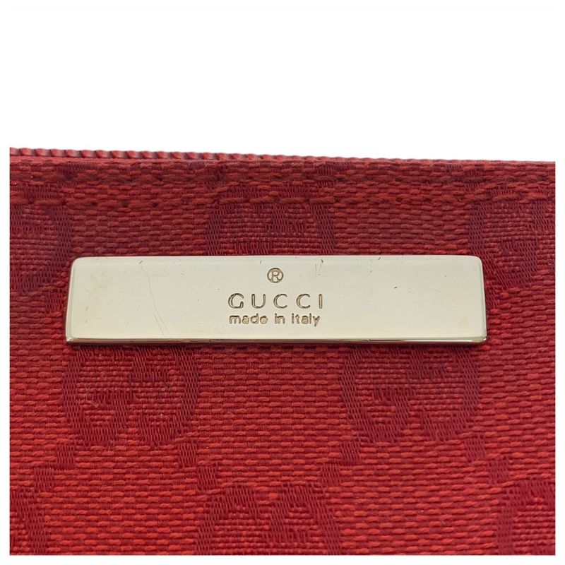 Gucci Red Silver Hardware GG Canvas 039 1108 Handbag Accessory Pouch Women