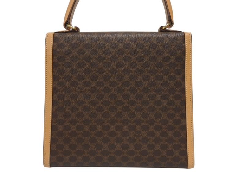 Celine 2-Way Shoulder Bag M 13 Macadam Pattern Leather Brown Gold — view 3