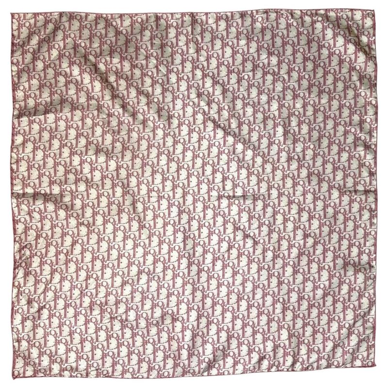 Christian Dior Old Trotter All-Over Pattern Silk Scarf Red