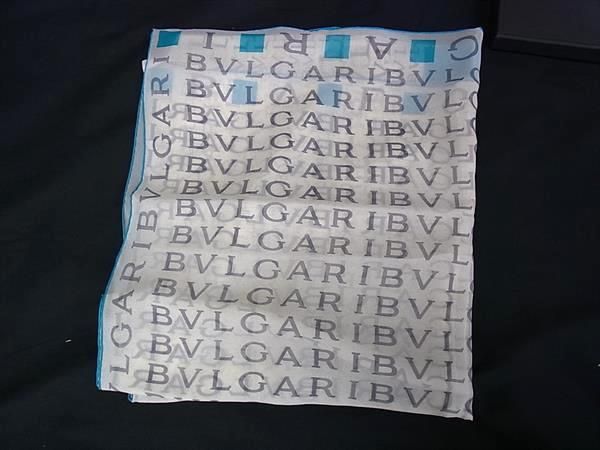 Bvlgari 100% Silk Scarf Shawl Stole Women Beige And Blue Fm2094