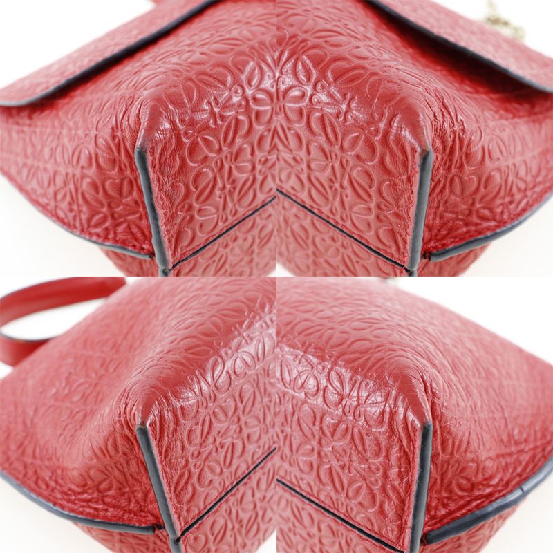 Loewe Avenue Repeat Anagram Chain Shoulder Calf Red Ladies Shoulder Bag