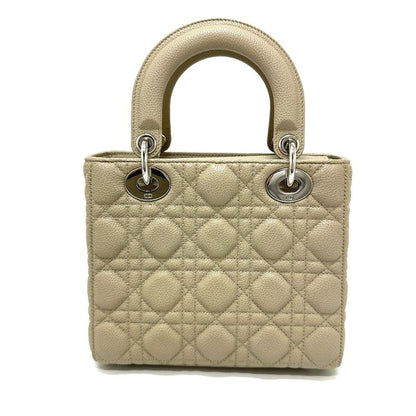 DIOR Handbag Lady Dior Cannage Leather Beige