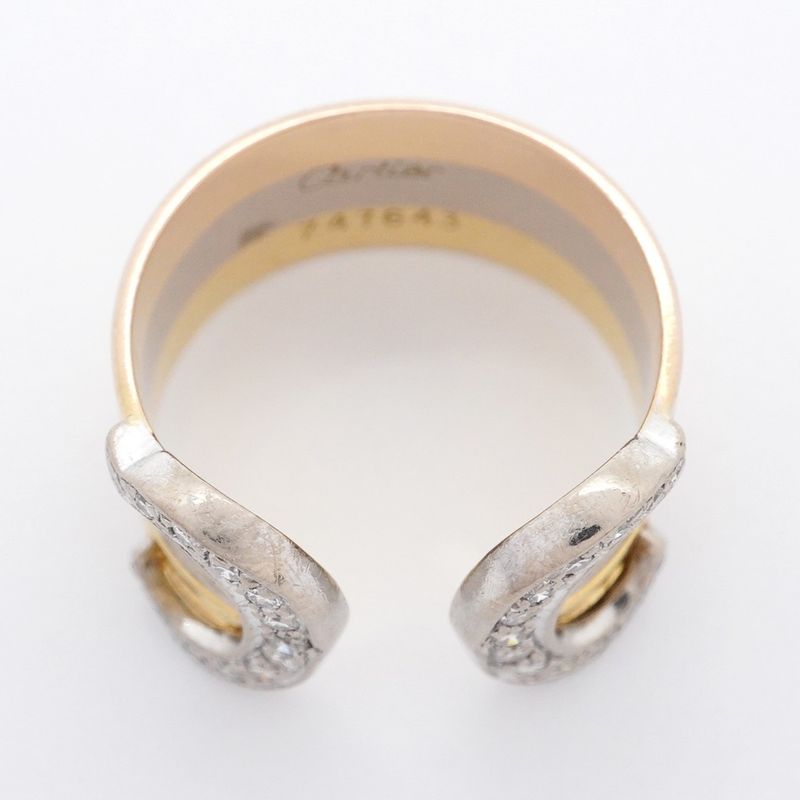 Cartier Ring 2C 18K Yellow Gold Yellow Gold 18K White Gold White Togo Old 18K