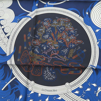 Hermès Carré 90 Legende Brodee Embroidered Legend Silk Blue Scarf 0227 Hermes
