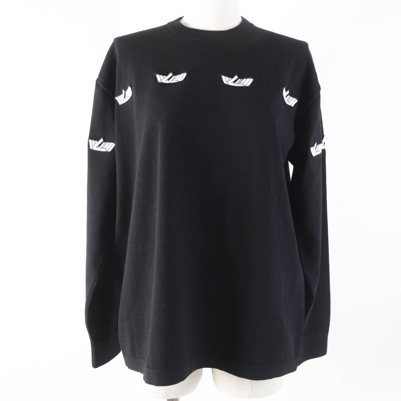 Louis Vuitton 2022 LV Vitesse Wool Long Sleeve Knit Black XS Made In Italy