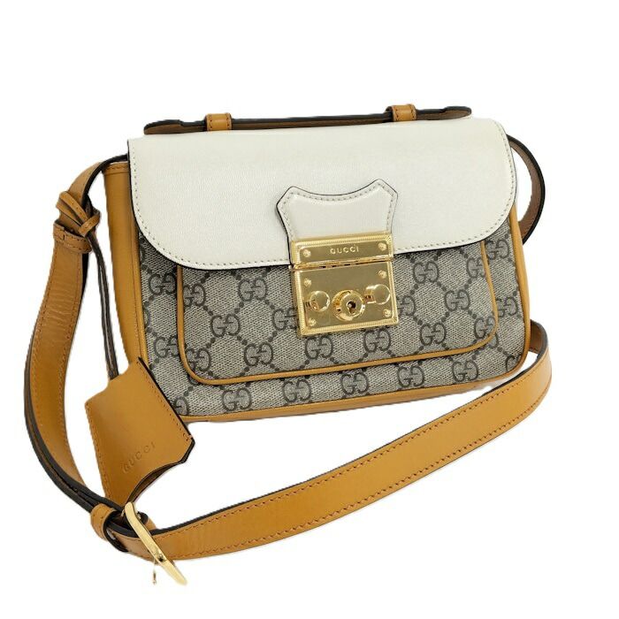 Gucci Shoulder Bag GG Supreme Beige Mustard White 658487