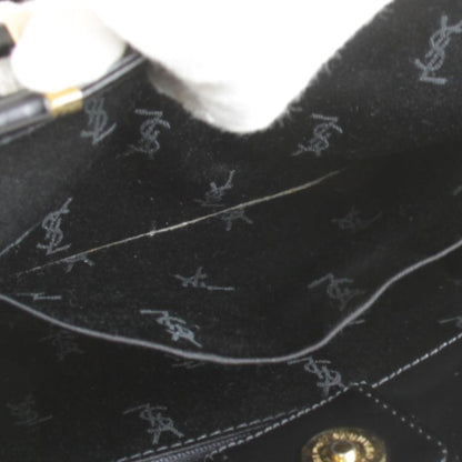 Yves Saint Laurent Vintage Logo Gold Hardware Bag Handbag Leather Black