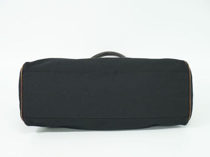 Authentic Fendi Etonico Tote Handbag Canvas Leather Black Brown 8bn162 Etonico