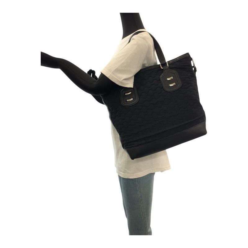 Gucci GG Neoprene Black Silver Hardware Leather /nylon 241104 Tote Bag Shoulder