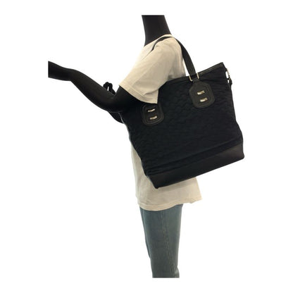 Gucci GG Neoprene Black Silver Hardware Leather /nylon 241104 Tote Bag Shoulder