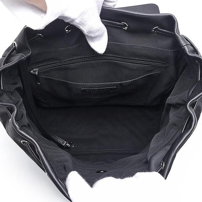 Chanel V-stitched Backpack Lambskin Chain Black