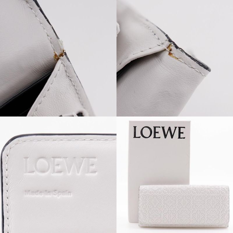 Loewe Repeat Anagram Leather White Unisex Long Wallet