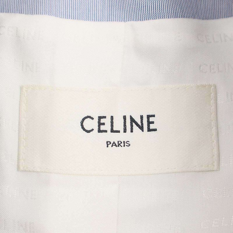 Celine Triomphe Striped Chelsea Jacket with Butty 2v65s128x.07cg Blue 34