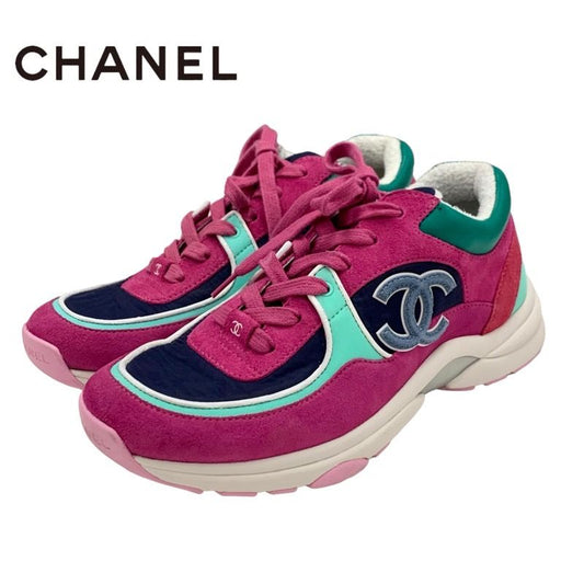 Chanel Sneakers Shoes Suede Fabric Leather Nylon Multicolor Here Mark Pile