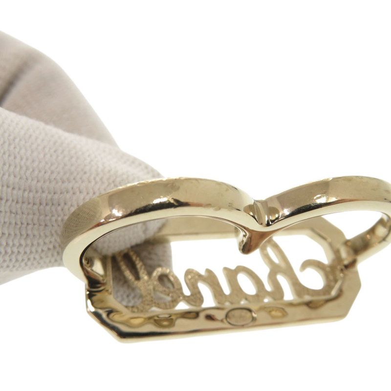 Chanel Double Finger L23B Metal Stone Faux Pearl Gold Ring 1183 Chanel