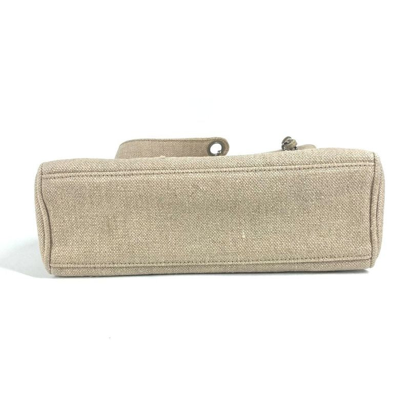 Chanel Shoulder Bag CC Coco Mark Canvas Beige