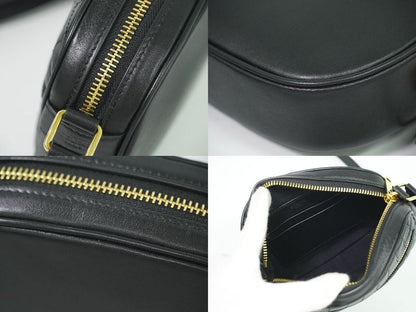 Authentic Celine Ccharm Shoulder Bag Pochette Leather Black Bag Pre-owned