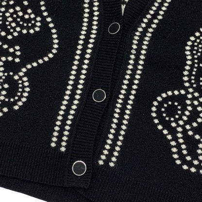 Hermes Top Cashmere Cotton Black White Brid De Gala Embroidery