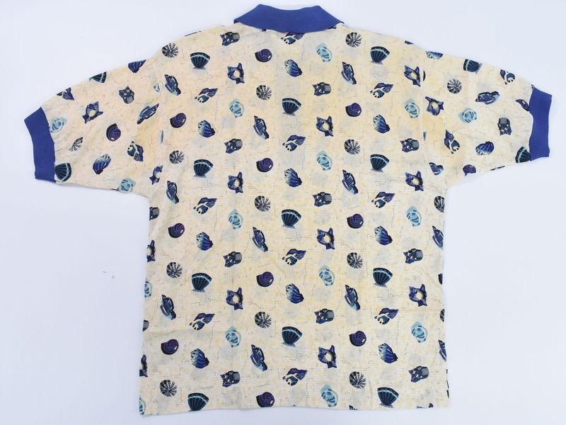 Authentic Hermes Shell Pattern Polo Shirt Short Sleeve Tops 40 Cotton Beige