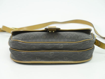 Authentic Christian DIOR Honeycomb Pattern Shoulder Bag Pochette PVC Black