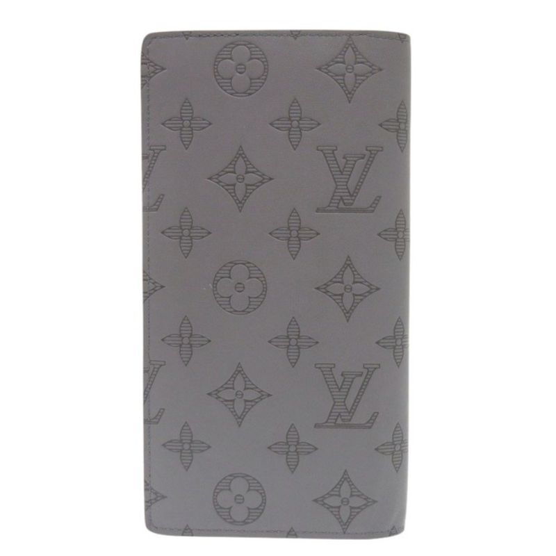 Louis Vuitton Portefeuille Plaza M81335 Monogram Shadow Leather Gray Long