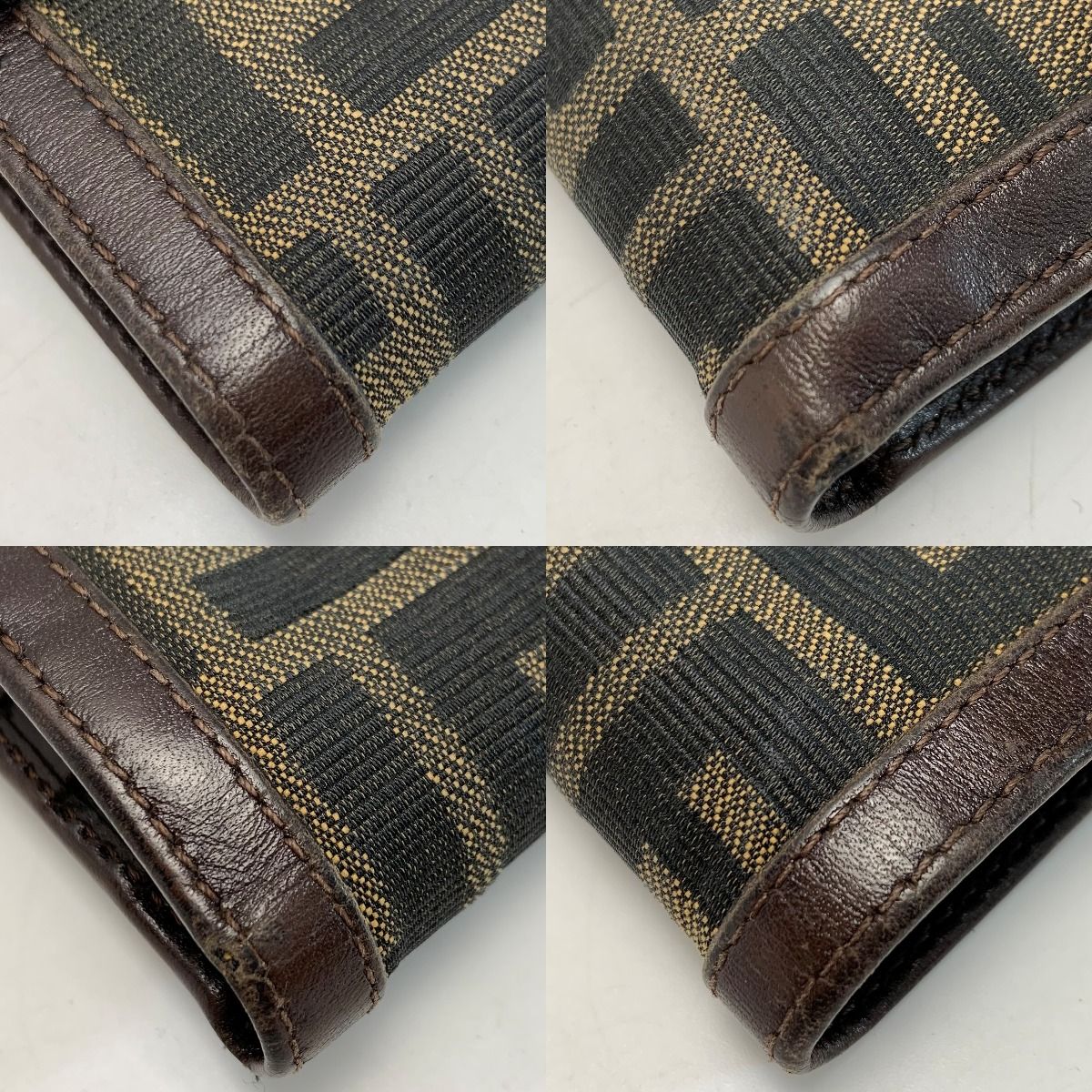 Fendi Zucca Jacquard Canvas Brown Trifold Wallet Men's Women's