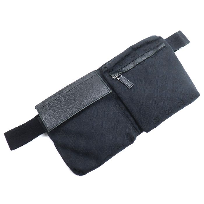 Gucci GG Canvas Belt Bag Waist Bag Black 28566 Body Bag Men's Preowned