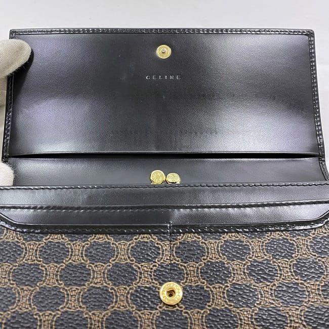 Celine Bifold Long Wallet Black Brown Macadam