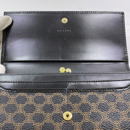 Celine Bifold Long Wallet Black Brown Macadam