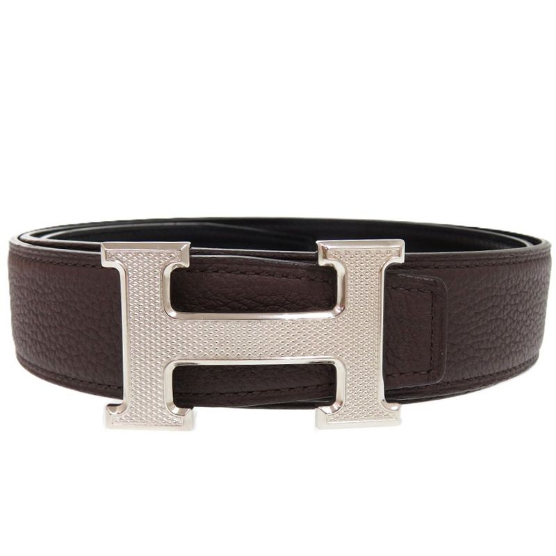 Hermes H Guilloche Reversible Constance H Leather Black B Marked Black Belt