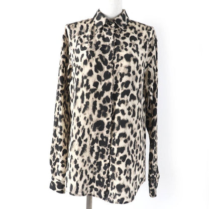 Saint Laurent Paris 465896 100% Silk Leopard Print Long-sleeved Shirt With