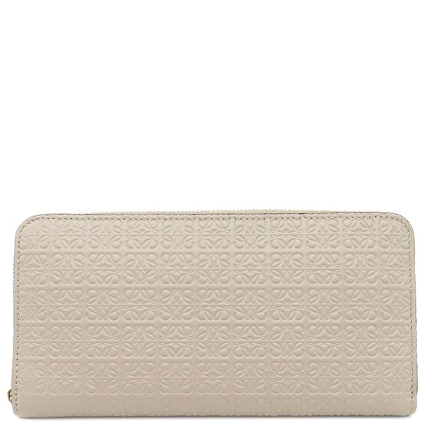 Loewe Long Wallet Repeat Zip Around Calfleather Light Oats Gold Hardware