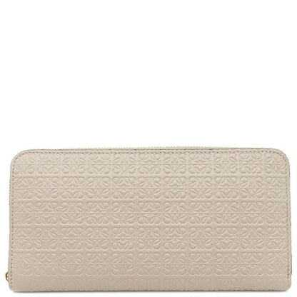 Loewe Long Wallet Repeat Zip Around Calfleather Light Oats Gold Hardware