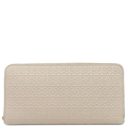 Loewe Long Wallet Repeat Zip Around Calfleather Light Oats Gold Hardware