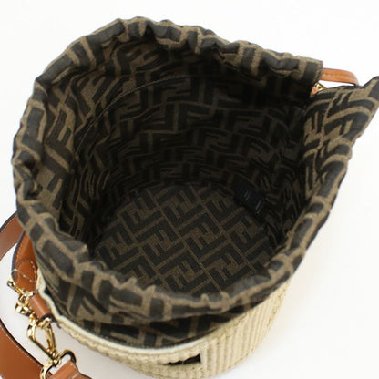Fendi Medium Bucket Bag Step Out 8bt364 Handbag Straw Medium Bucket Bag Women's