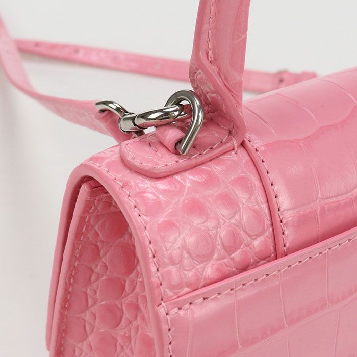 Balenciaga Top Handle Bag XS 2WAY Hourglass 592833 Handbag Croc Shape Push