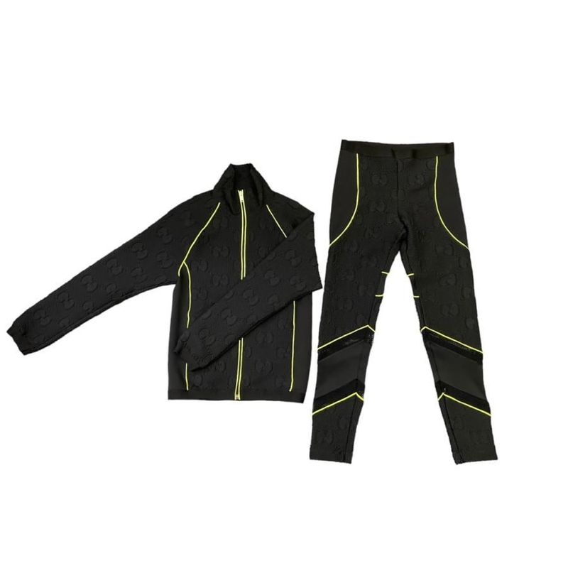 Gucci GG Stretch Jersey S Size Pants M Size 724491 Neon Blen Black Green Top